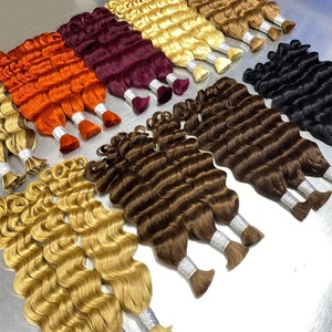 Paquete <span class=keywords><strong>de</strong></span> <span class=keywords><strong>Cabello</strong></span> Humano a Granel, Ondulado Profundo, 11 Colores, 10A, 100g, <span class=keywords><strong>de</strong></span> 12 a 26 Pulgadas, Trenzas Boho, Disponible en Stock, Venta al Por Mayor Directo <span class=keywords><strong>de</strong></span> Fábrica - Product Image 5