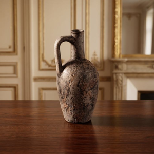 Jarrón alto de cerámica Wabi Sabi, con un solo asa y arcilla de textura rugosa, es perfecto para la decoración del hogar de estilo vintage. - Product Image 3