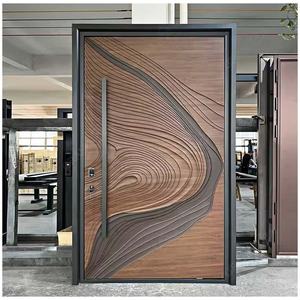 Luxury Modern Customized 3D Building Relief Extra Large Solid Wood Security Carving Exterior Front Entry <strong>Door</strong> for Villa - Product Image 4