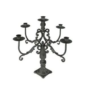 Commercio all'ingrosso di metallo antico 5 braccia Multi oro candelabri matrimonio rustico finito centrotavola portacandele candela