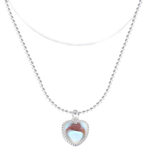 Double Layered <b>Heart</b> Moonstone Necklace S925 Sterling Silver Gradient Gem Clavicle Chain <b>Sweet</b> Luxury Gift Jewelry - Product Image 5