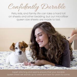 Parure de draps 4 pièces en microfibre polyester pour lit <span class=keywords><strong>Queen</strong></span>, respirante, double brossée, ultra douce, rafraîchissante, infroissable, facile d'entretien, poches profondes de 16 pouces - Product Image 3