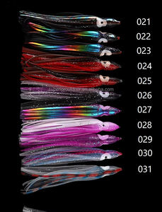 Señuelo de Pesca de Silicona Holográfico Multicolor Alpha OEM con Ojos, Faldas de <span class=keywords><strong>Pulpo</strong></span>, Señuelo de Arrastre para Pesca en Agua Salada - Product Image 4