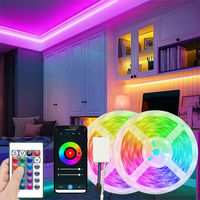 5050 Smart Led Lights for Bedroom Bluetooth  App Control Diy Multiple Colors on One Line Color Changing Led Strip Lighting
