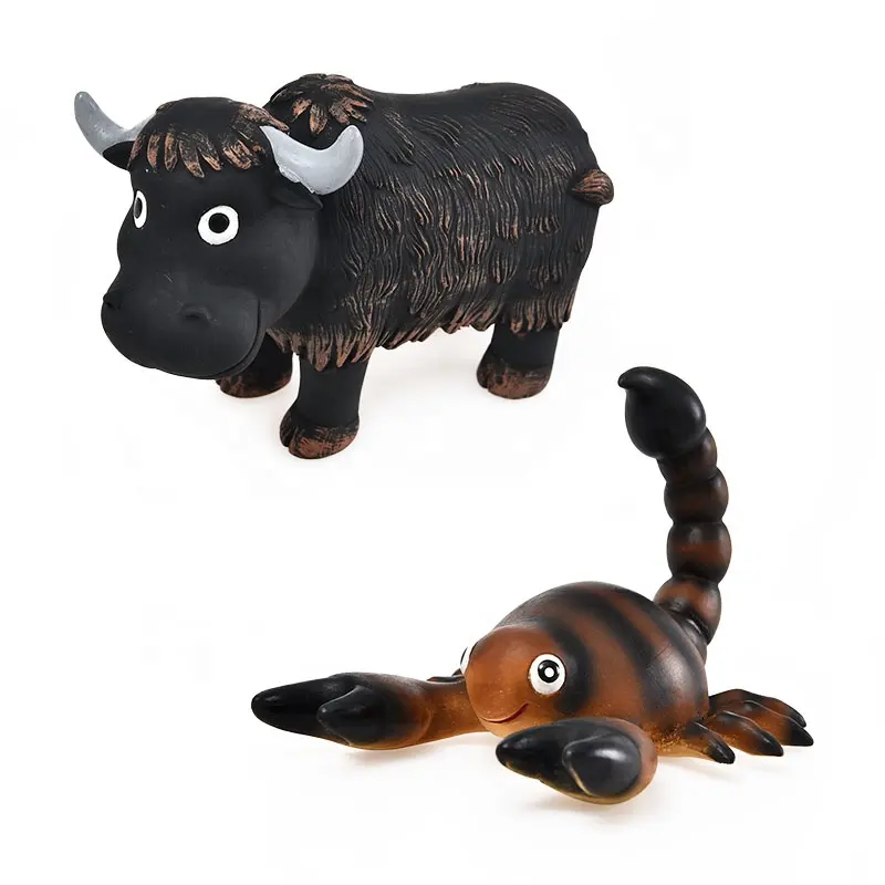 Animal World Series Yak And Scorpion Shape Squeaky Natural Latex Dog Pet Toy