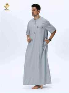 <b>Men's</b> Elegant Arabic <b>Thobe</b> - Soft Long-Sleeve Prayer Robe,nice type of <b>men</b> - Product Image 3