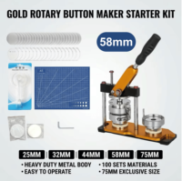 Machine professionnelle manuelle rotative dorée pour la fabrication de badges de 58 mm - Presse à badges en aluminium haute précision, 100 fournitures pour loisirs créatifs