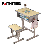 Ensemble bureau et chaise d'étude pour enfants avec crochet latéral et rangement sous le bureau, hauteur réglable pour enfants
