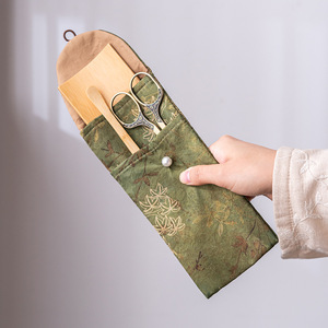 Bolsa de Almacenamiento para Ceremonia del Té, Diseño Seis Caballeros, Rectangular, de Algodón, Portátil, para Herramientas de Té, Embalaje a Prueba de Golpes - Product Image 3