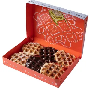 사용자 정의 도매 디자인 로고 인쇄 테이크 아웃 와플 도넛 판지 종이 상자 종이 포장 와플에 대한 베이킹 식품