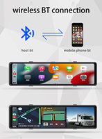 Carplay Android Auto Dual Lens Dash Cam Layar Sentuh 12 Inci IPS Depan 4K Belakang 1080P Perekam Cermin Kotak Hitam Mobil