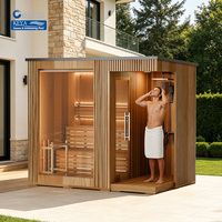 Sauna extérieur en bois massif de conception nouvelle, sauna traditionnel extérieur avec douche à vapeur et chauffage électrique