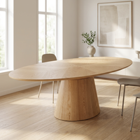 Table à manger ovale extensible moderne en MDF pour cuisine, appartement, hôtel