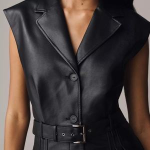 Novedades: Vestido Mini de Cuero Sintético para Mujer, Estilo Picante, para Fiesta, Club, Verano, Sexy, sin Mangas, Tipo Blazer - Product Image 2