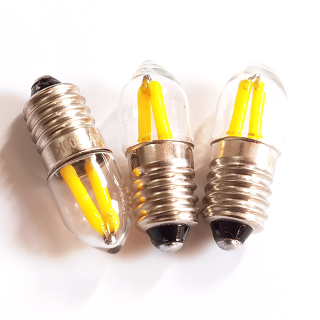 E10 12v Filament Led Mini C35 Led Bulb Filament E14 E10 12V 24V 0.3-0.5W White Flashlight Torches Automotive Signal Light Bulb