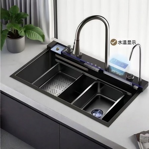 Modern luxury sink large single tank digital display kitchen sink stainless steel honeycomb vegetable washing basin - Product Image 1