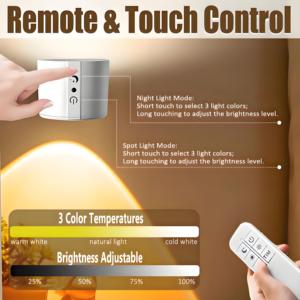 Rechargeable 3 Color Temperature LED Wall Light 360 Rotate Magnetic <b>Wireless</b> Bedroom Reading for Home - Product Image 3