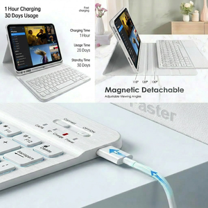 Étui clavier sans fil fin pour <span class=keywords><strong>iPad</strong></span> <span class=keywords><strong>Pro</strong></span> 10,2 pouces 7e/8e/9e génération avec pavé tactile et support pour stylet, rétroéclairé, en cuir PU intelligent - Product Image 2