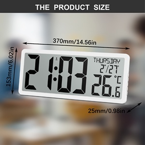 Lớn <span class=keywords><strong>LCD</strong></span> kỹ thuật số Đồng hồ treo tường bàn Lịch hiển thị nhiệt độ báo động pin thấp chỉ số kích thước lớn làm bằng nhựa - Product Image 5
