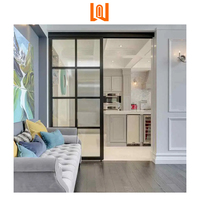 Portes coulissantes intérieures en verre à faible émissivité en aluminium français Cloison de salon Porte coulissante