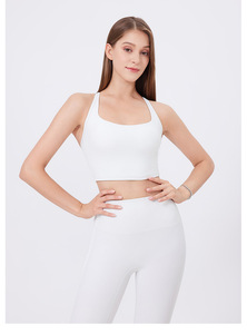 Débardeur court de yoga pour femme, fin, à bretelles fines et dos en T, avec soutien-gorge de sport intégré à col carré et rembourré, à maintien léger, pour Pilates, gym et entraînement, vêtement de sport - Product Image 3