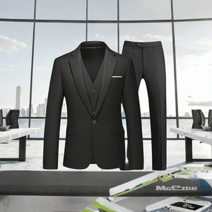 Custom Quality Slim-Fit Single Breasted <b>Blazer</b> <b>Set</b> 2 Pieces 100% Polyester Single Buckle Fashion Wedding Groom Men's Formal Suit - Product Image 3