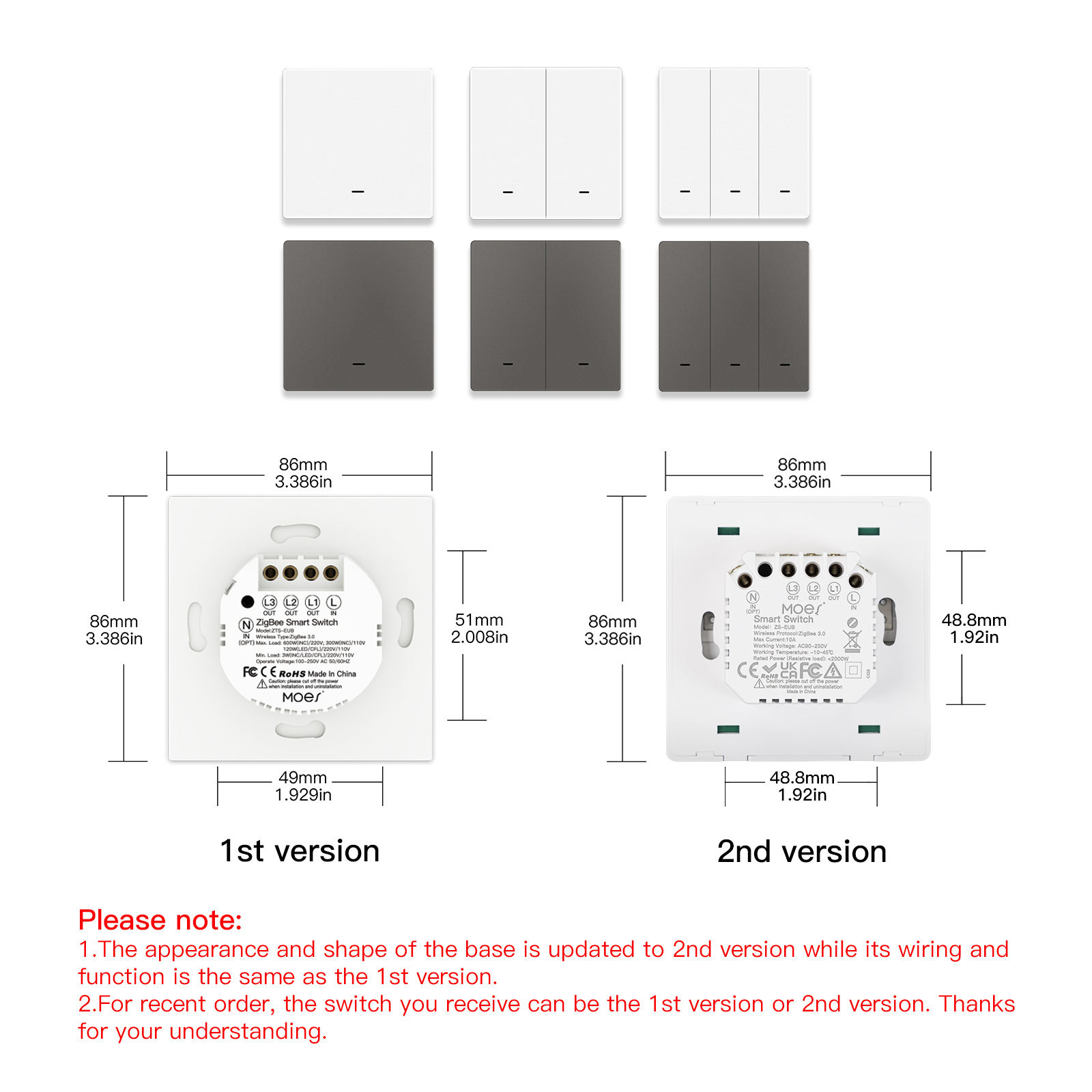 Matter Smart Switch App Remote Control Smart Home Matter Switch European Standard Smart Light Switch With/Without Neutral Line