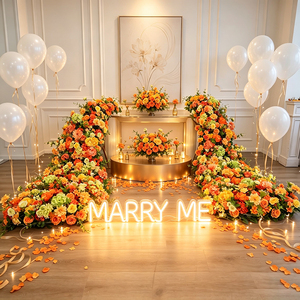 DKB Camino de Mesa de Flores Artificiales Personalizable, Hilera de Flores de Seda para Decoración de Bodas, Guía de Camino, Hilera de Flores para Arco de Boda - Product Image 1