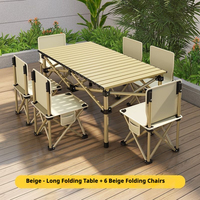 Ensemble table et chaises pliantes portables en acier inoxydable avec design Egg Roll, imperméable et léger pour le camping et les pique-niques