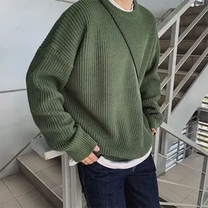 Korean Fashion Sweaters Men Autumn Solid Color Wool Sweaters Slim Fit Men Street Wear Clothes Knitted Sweater Men Pullovers