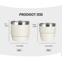 Vente en gros de tasses à expresso en acier inoxydable de 4oz 6oz Mini gobelet en céramique tasse de voyage avec couvercles thermiques pour boire du café