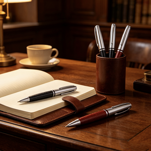 Hot Stock PU Leather <b>Wrapped</b> Twist Metal Ballpoint Pen <b>Black</b> Brown For Business Office Corporate Promotional Wholesale Gift Stat - Product Image 4