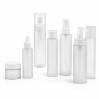 Ensemble de flacons cosmétiques givrés 1oz 2oz 4oz, flacon pompe pour lotion et sérum, pot à crème, bouchon argenté, logo personnalisé