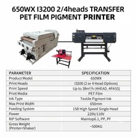 Imprimante DTF haute précision 650 mm 650WX avec tête d'impression I3200, 2 têtes d'impression, machine d'impression DTF par transfert thermique sur film PET