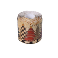 Bande de papier couché à bords ondulés pour impression offset, avec motif arbre de Noël, pour affichage festif et autocollant de Noël