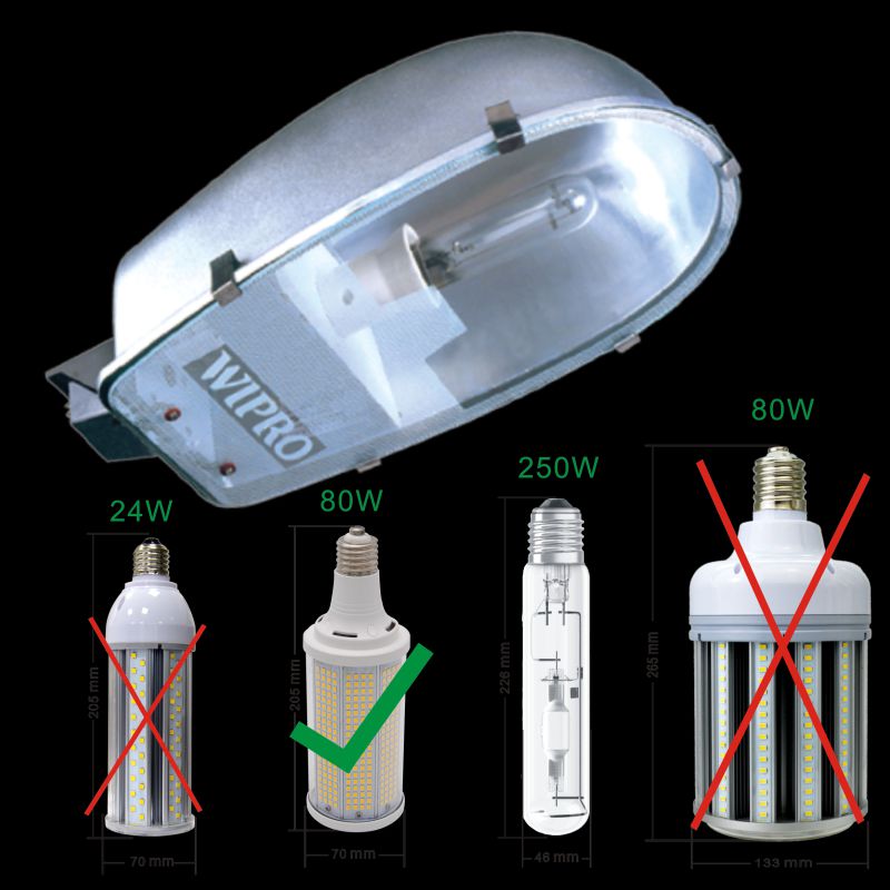 80W LED HID Bulb 200W 150W Halogen Lamp Bulb LED Replacement for 1500W 1000W 500W Halogen 250W 400W HPS