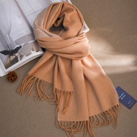 Écharpe 100% laine pour femmes, douce et chaude, bicolore, écharpe d'hiver avec franges, couleur unie, écharpe confortable pour le temps froid, écharpe en laine OEM/ODM