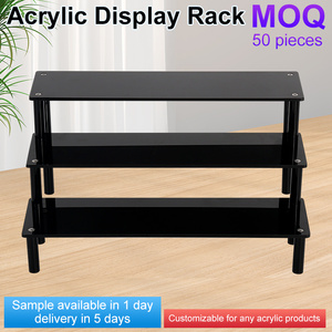 Elevadores de exhibición de acrílico negro multiusos de 3 niveles Soporte moderno para maquillaje de perfume Postres cosméticos Estante ecológico - Product Image 3