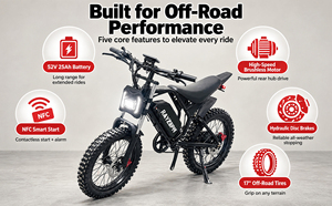Bicicleta Eléctrica de Montaña Personalizada 52V25Ah con Suspensión Completa, 7 Velocidades, Frenos Hidráulicos, Bicicleta Eléctrica Todoterreno - Product Image 3