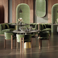 Meubles de café modernes en bois demi-circulaires, canapé, banquette, table et chaise pour restaurant