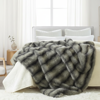Plaid en fausse fourrure douce et moelleuse Zhengtai, motif loup/renard, idéal pour l'hiver