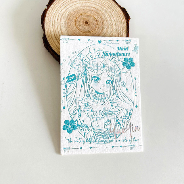 Eco-friendly  Holographic Debossed Craft Custom Design Thanks Cards Cotton Paper Material Custom Cartoon Card for Small Business