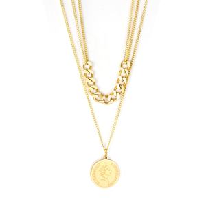 Conjunto de Collar Personalizable 2025 con Combinación de Luna y Estrella, Acero Inoxidable 316L, Cadena Unisex, Chapado en Oro de 18K, Collar de Doble Capa - Product Image 6