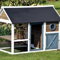 Kandang Ayam Besar Berkelanjutan dari Kayu Solid untuk Luar Ruangan, Tahan Hujan, Pelindung dari Sinar Matahari, Hangat, untuk Pembiakan, Motif Hewan, Ruang Tamu