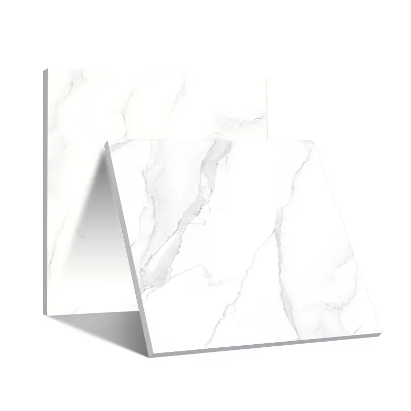 Piastrelle quadrate in ceramica 600x600 in ceramica con marmo grigio Super bianco lucidato piastrelle per pavimento del soggiorno con isolamento termico