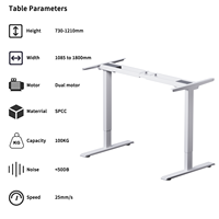 Meilleures ventes : Nouveau cadre de bureau assis-debout ergonomique réglable à 2 pieds, double moteur, hauteur de 730 à 1210 mm