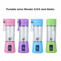Blender Mini Portable USB Bertenaga Baterai untuk Jus Jeruk, Smoothie, Penggunaan Rumah Tangga, Bilah Baja Tahan Karat, Rendah Kebisingan