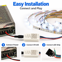 주소 지정 가능 LED 컨트롤러 SP110E LED 앱 1024 픽셀 DC 5-24V 15 IC 타입 최대 4.0A 네온사인용