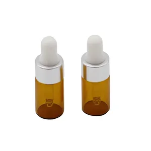 Botella de muestra pequeña al por mayor, botella de aceite esencial de 5ml, vial de vidrio ámbar de borosilicato bajo con proveedor cuentagotas