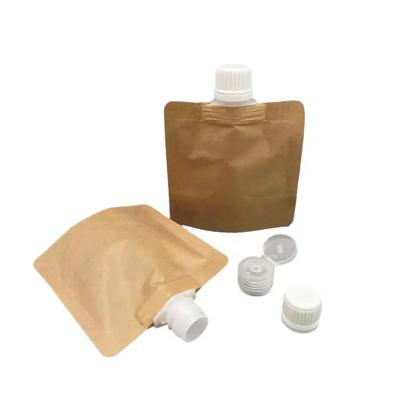 Eco Friendly Biodegradable Kraft Paper Refill Liquid Hand Soap Stand Up Bag Spout Pouch